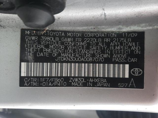 Photo 10 from auction – 2010 TOYOTA PRIUS with VIN JTDKN3DU0A0087070