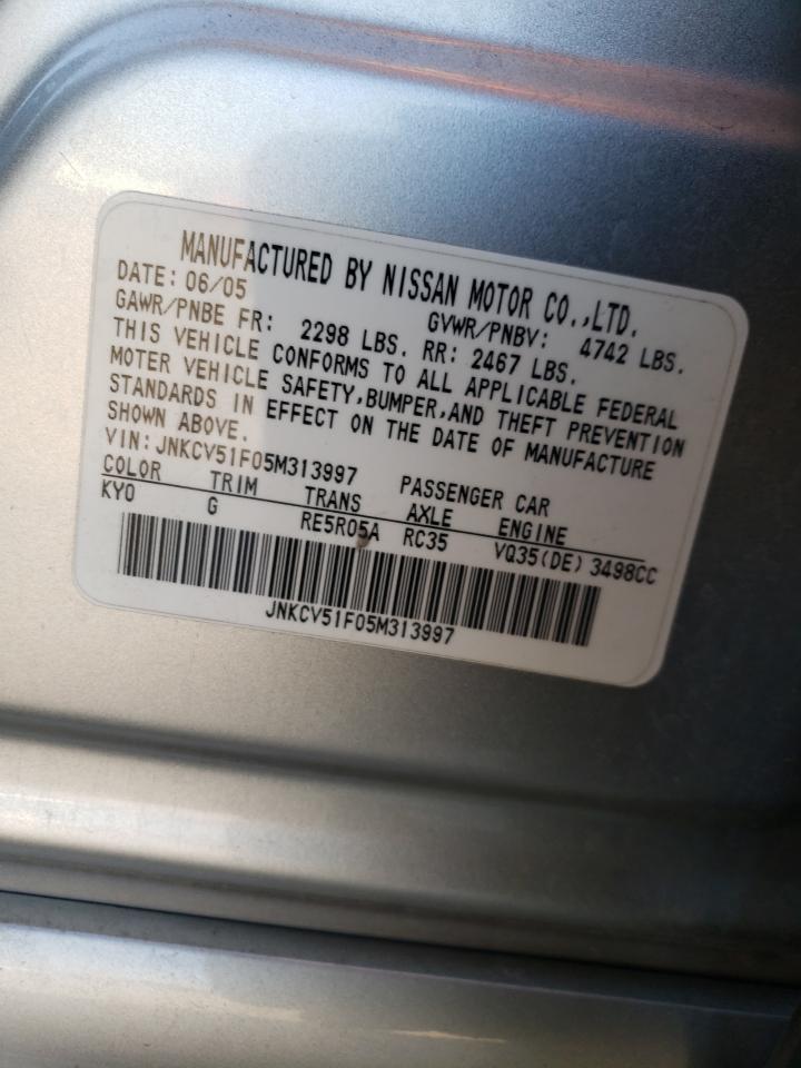 Photo 10 from auction – 2005 INFINITI G35 with VIN JNKCV51F05M313997