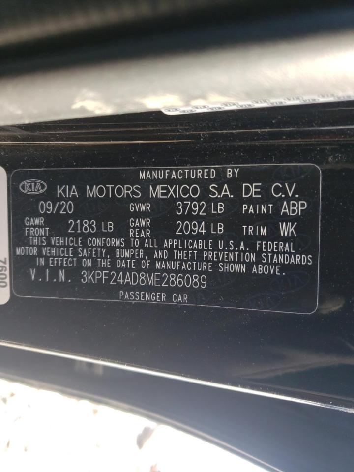 Photo 10 from auction – 2021 KIA FORTE FE with VIN 3KPF24AD8ME286089