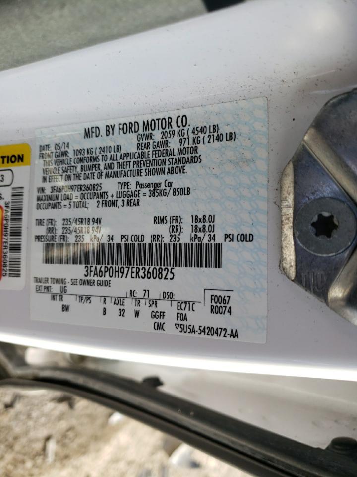 Photo 10 from auction – 2014 FORD FUSION SE with VIN 3FA6P0H97ER360825