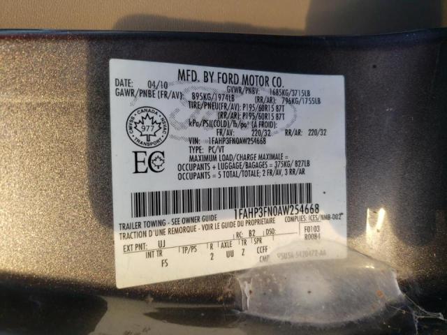 Photo 10 from auction – 2010 FORD FOCUS SE with VIN 1FAHP3FN0AW254668