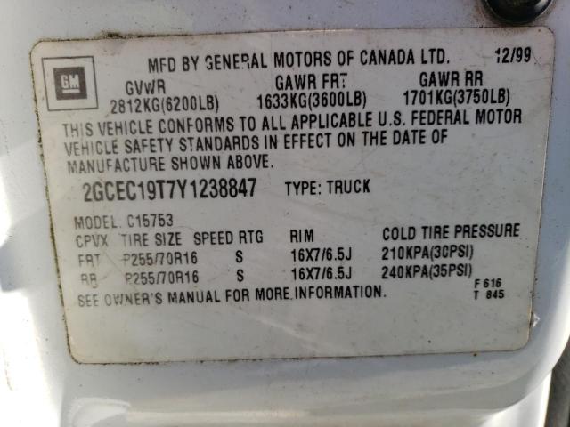 Photo 10 from auction – 2000 CHEVROLET SILVERADO with VIN 2GCEC19T7Y1238847
