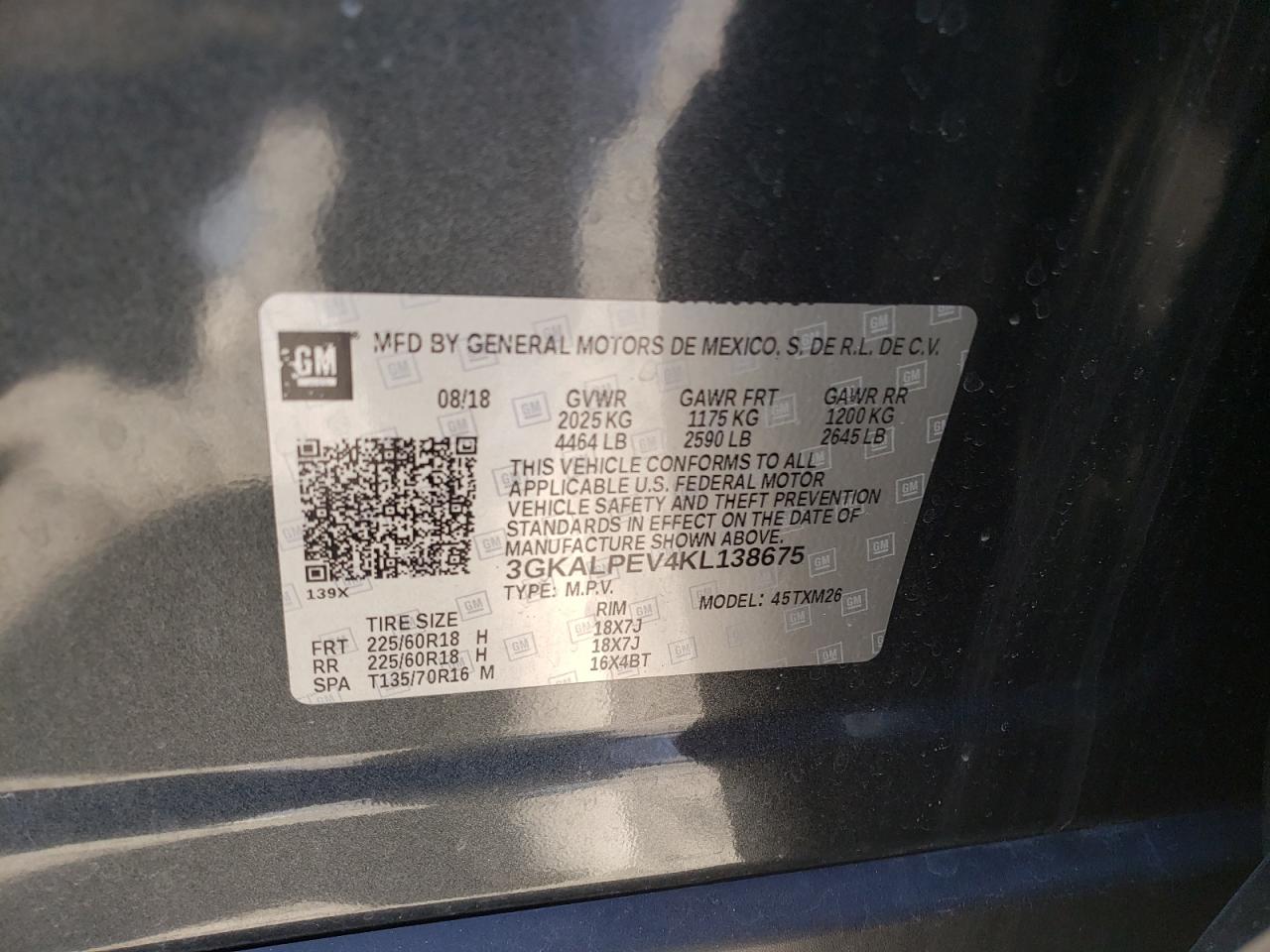 Photo 10 from auction – 2019 GMC TERRAIN SL with VIN 3GKALPEV4KL138675