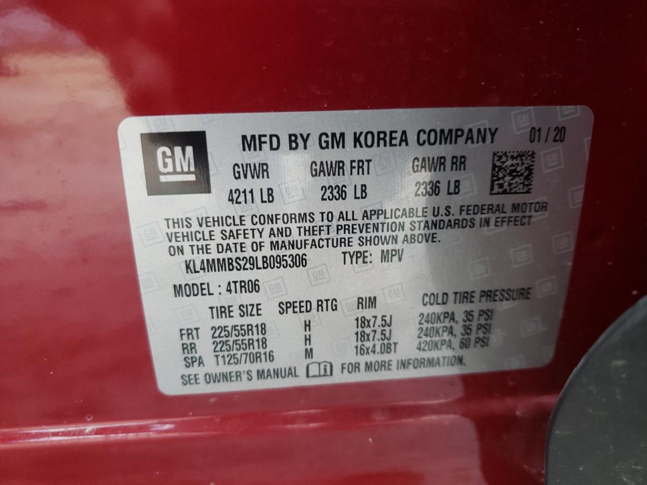 Photo 10 from auction – 2020 BUICK ENCORE GX with VIN KL4MMBS29LB095306