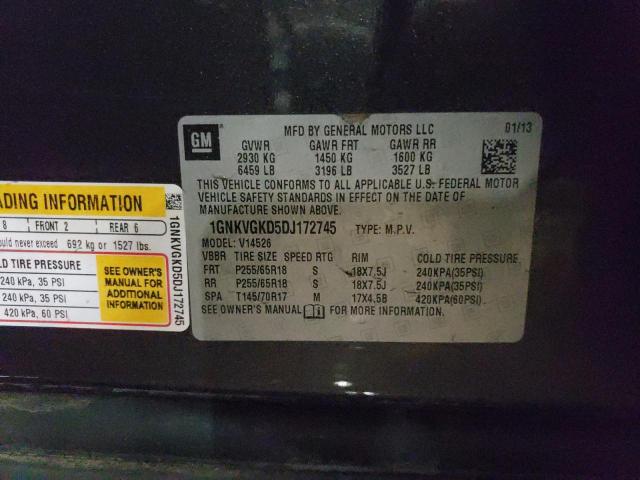 Photo 10 from auction – 2013 CHEVROLET TRAVERSE L with VIN 1GNKVGKD5DJ172745
