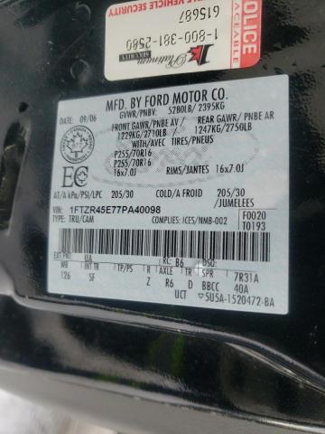 Photo 10 from auction – 2007 FORD RANGER SUP with VIN 1FTZR45E77PA40098