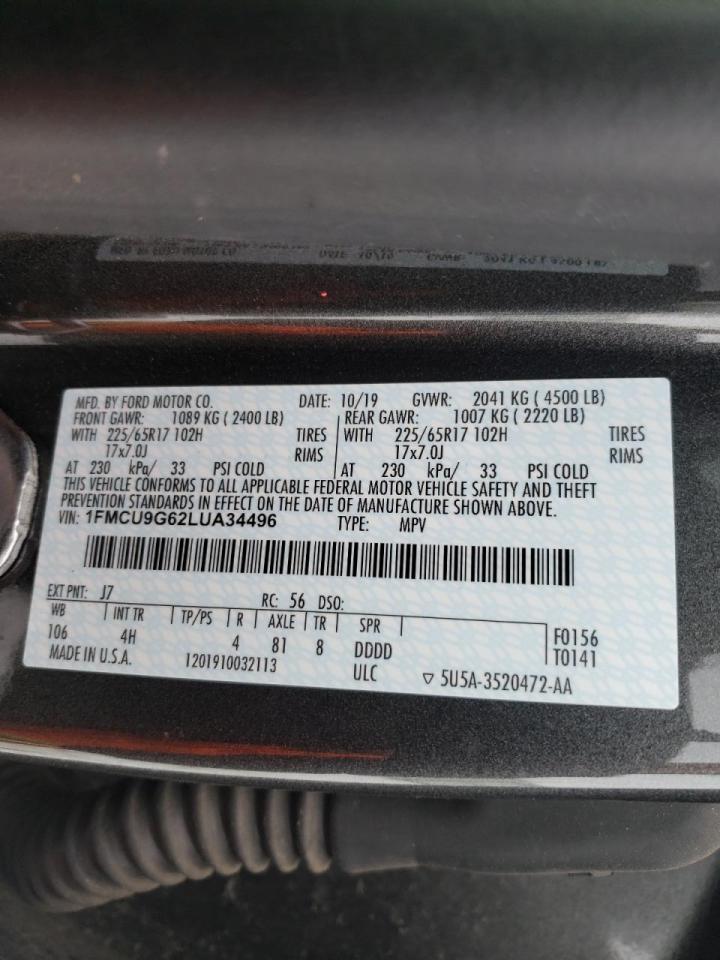 Photo 10 from auction – 2020 FORD ESCAPE SE with VIN 1FMCU9G62LUA34496