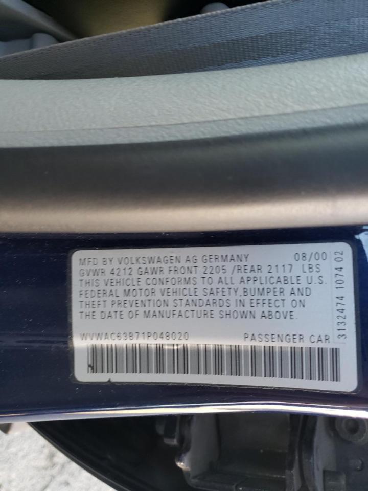Photo 10 from auction – 2001 VOLKSWAGEN PASSAT GLS with VIN WVWAC63B71P048020