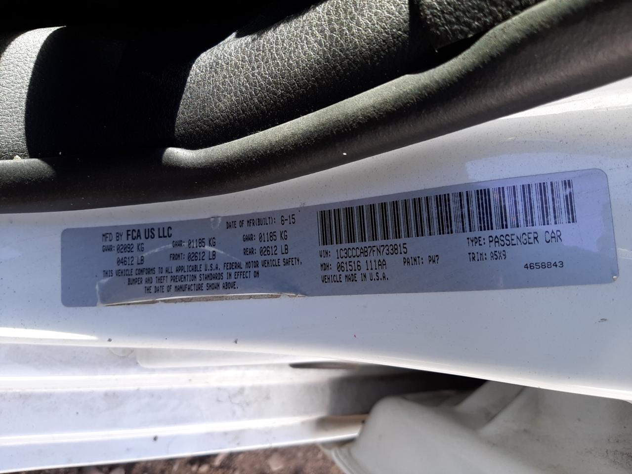 Photo 10 from auction – 2015 CHRYSLER 200 LIMITE with VIN 1C3CCCAB7FN733815