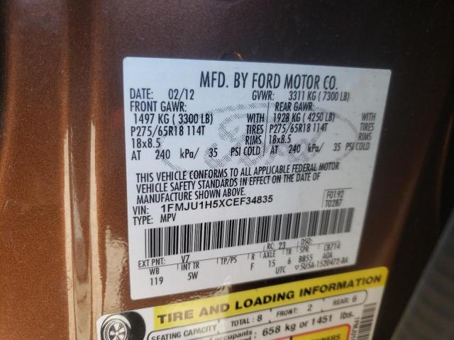 Photo 10 from auction – 2012 FORD EXPEDITION with VIN 1FMJU1H5XCEF34835