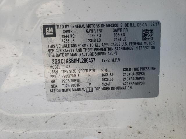Photo 10 from auction – 2017 CHEVROLET TRAX LS with VIN 3GNCJKSB0HL286457