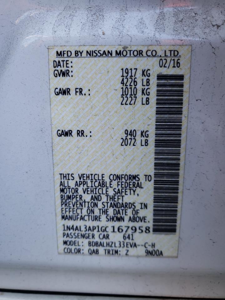 Photo 10 from auction – 2016 NISSAN ALTIMA 2.5 with VIN 1N4AL3AP1GC167958