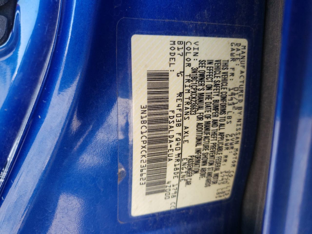 Photo 10 from auction – 2012 NISSAN VERSA S with VIN 3N1BC1CPXCK236623