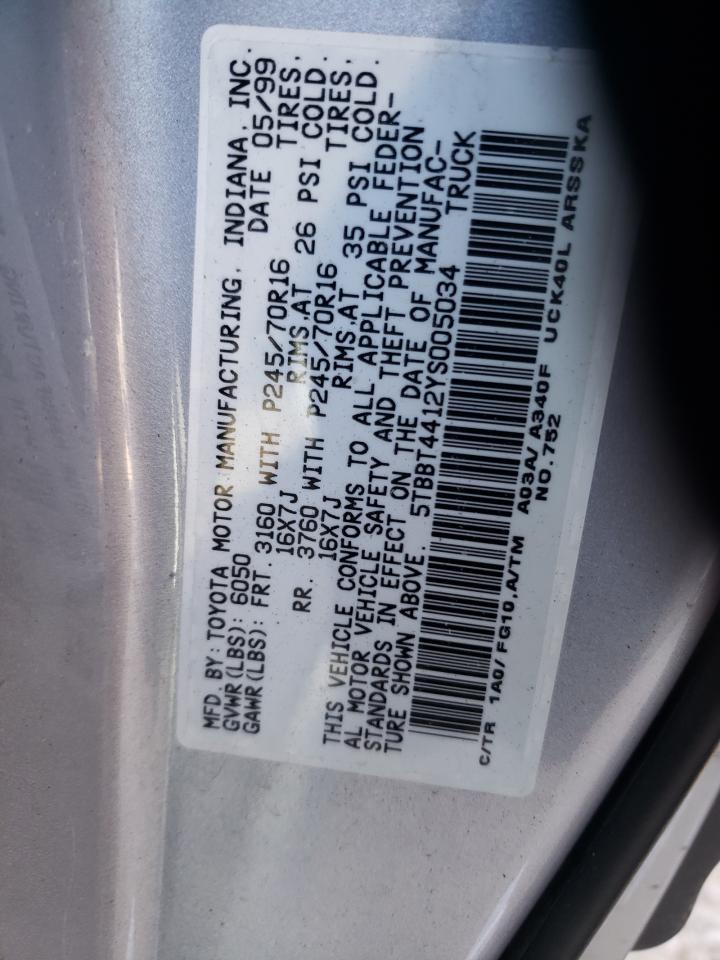 Photo 10 from auction – 2000 TOYOTA TUNDRA ACC with VIN 5TBBT4412YS005034