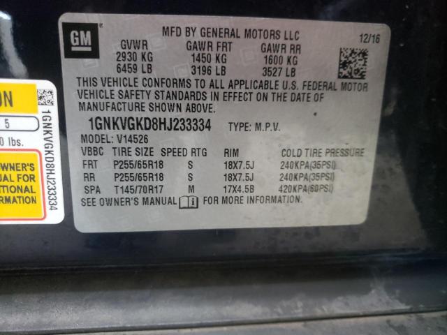 Photo 10 from auction – 2017 CHEVROLET TRAVERSE L with VIN 1GNKVGKD8HJ233334