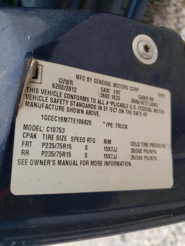 Photo 10 from auction – 1996 CHEVROLET GMT-400 C1 with VIN 1GCEC19M7TE106820