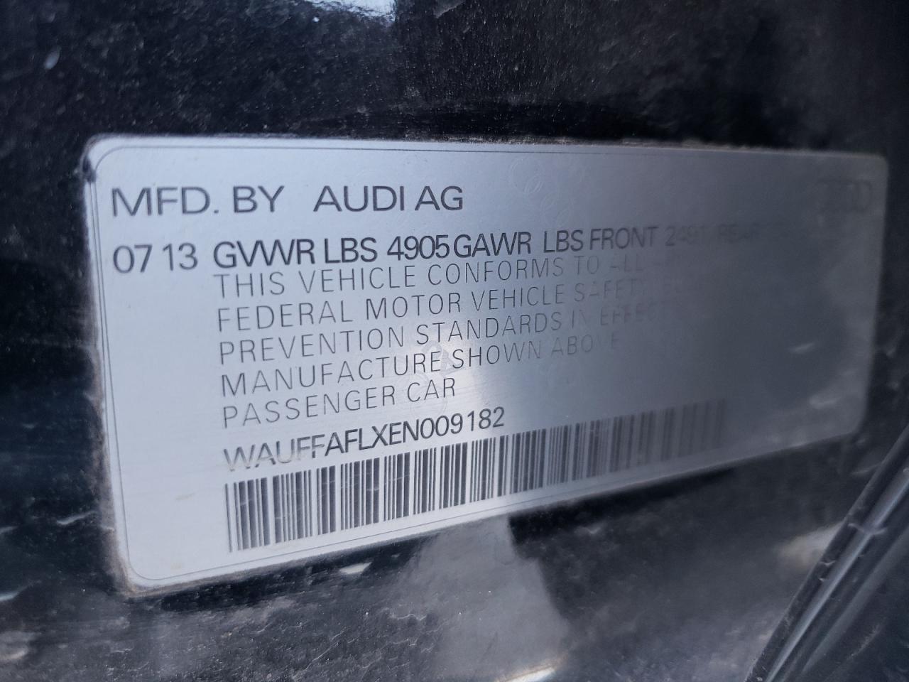 Photo 10 from auction – 2014 AUDI A4 PREMIUM with VIN WAUFFAFLXEN009182
