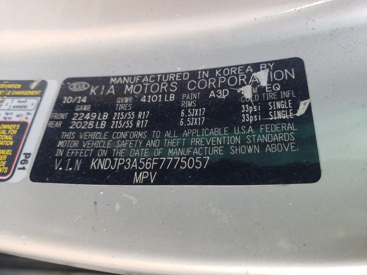 Фото 10 с аукциона – 2015 KIA SOUL + с VIN KNDJP3A56F7775057