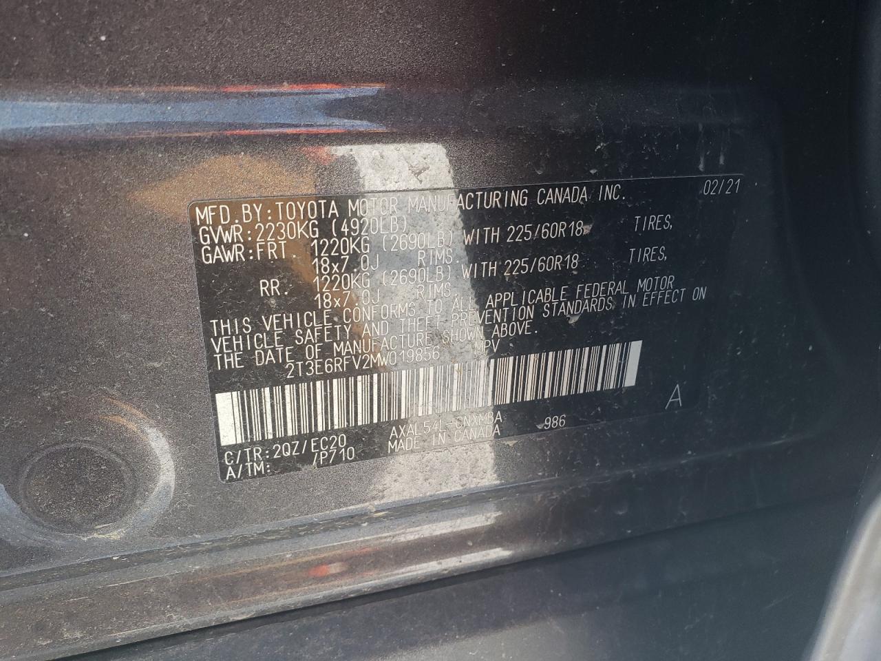 Photo 10 from auction – 2021 TOYOTA RAV4 XSE with VIN 2T3E6RFV2MW019856