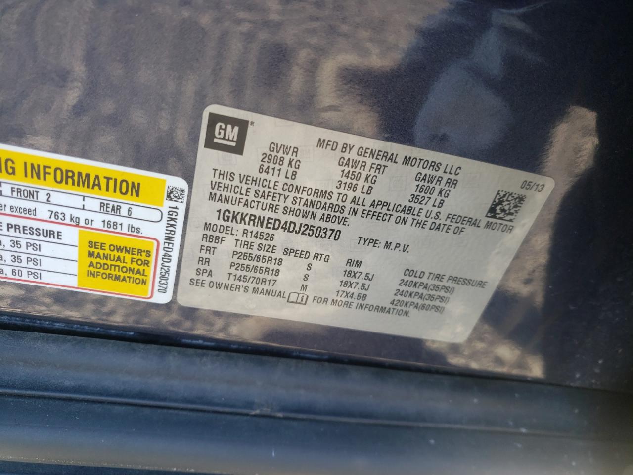 Photo 10 from auction – 2013 GMC ACADIA SLE with VIN 1GKKRNED4DJ250370