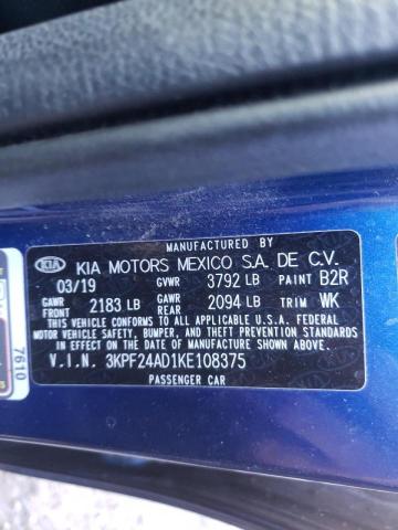 Photo 10 from auction – 2019 KIA FORTE FE with VIN 3KPF24AD1KE108375
