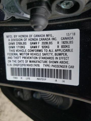 Photo 10 from auction – 2019 HONDA CIVIC LX with VIN 2HGFC2F61KH517476