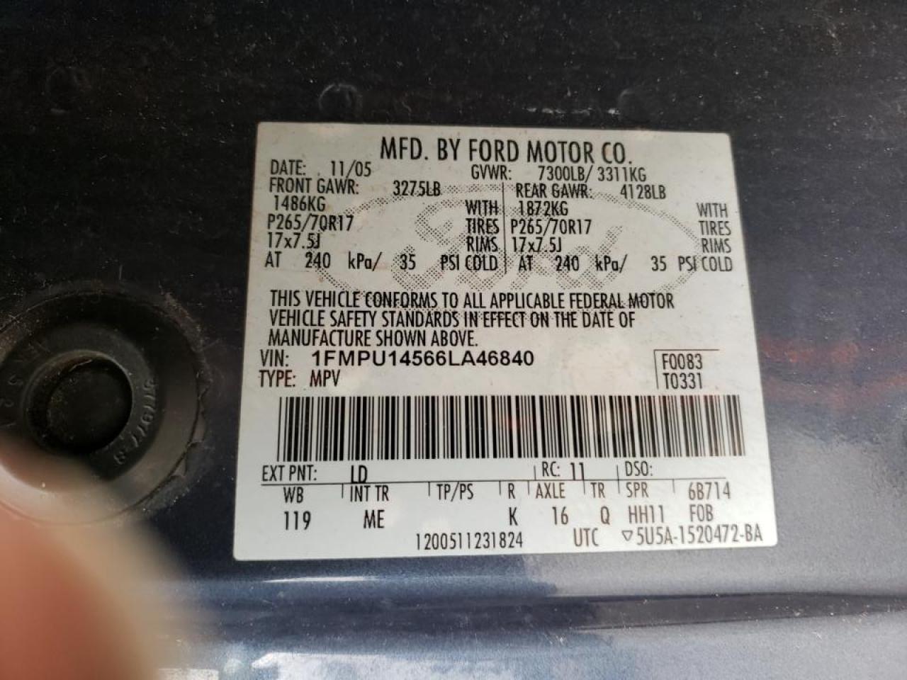 Photo 10 from auction – 2006 FORD EXPEDITION with VIN 1FMPU14566LA46840