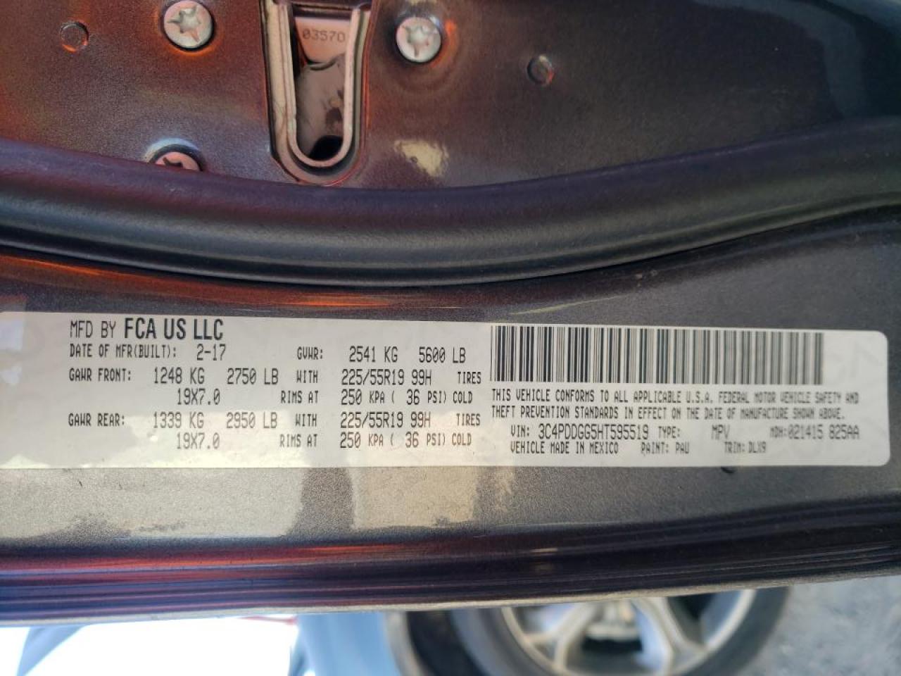 Photo 10 from auction – 2017 DODGE JOURNEY CR with VIN 3C4PDDGG5HT595519