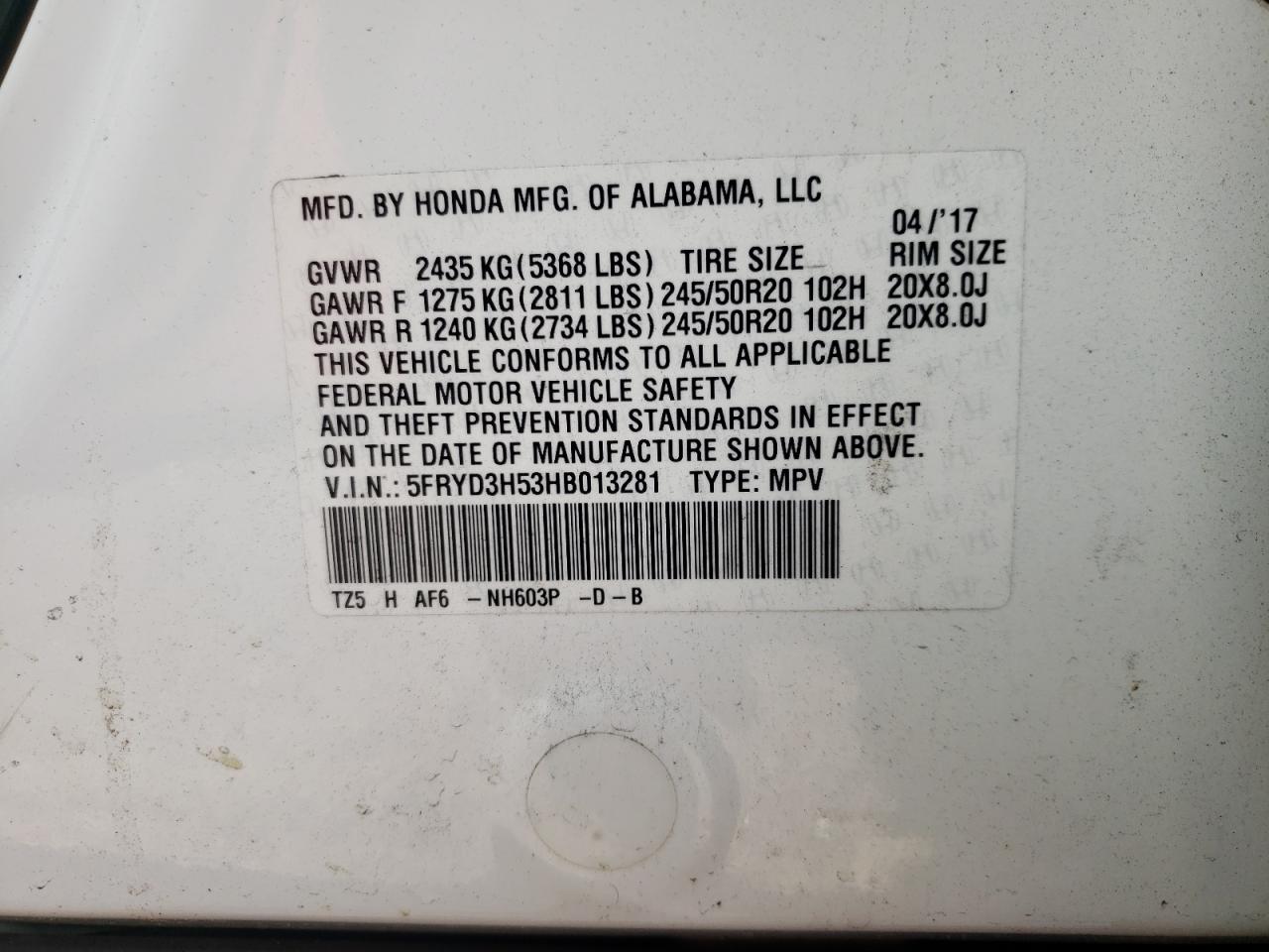 Photo 10 from auction – 2017 ACURA MDX TECHNO with VIN 5FRYD3H53HB013281