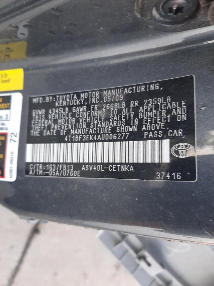 Photo 10 from auction – 2010 TOYOTA CAMRY BASE with VIN 4T1BF3EK4AU006277