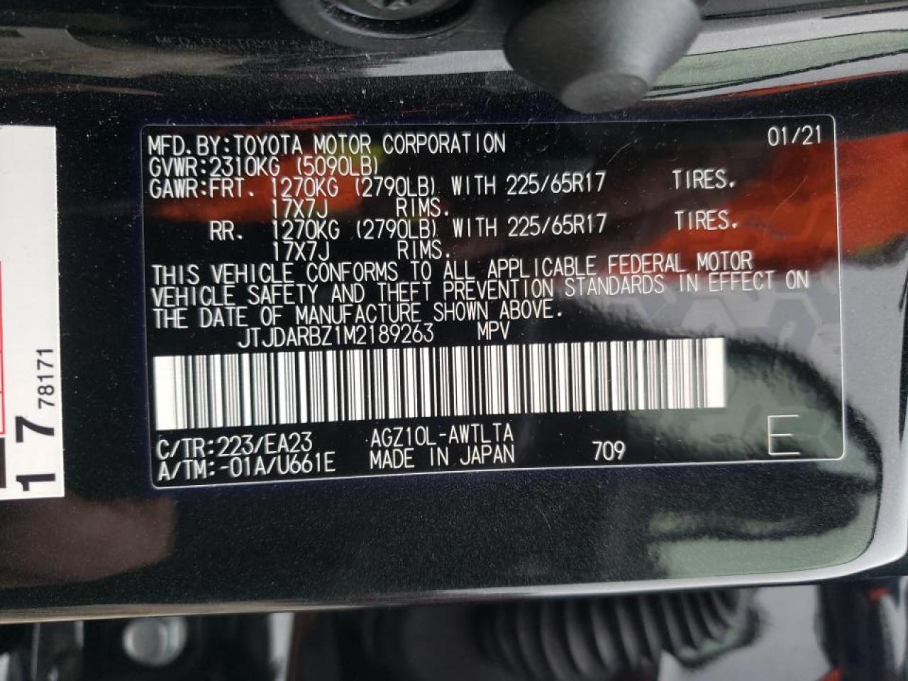 Photo 10 from auction – 2021 LEXUS NX 300 BAS with VIN JTJDARBZ1M2189263