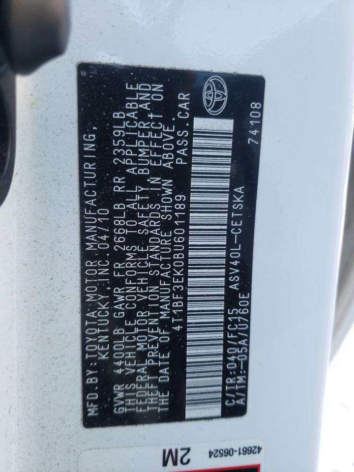 Photo 10 from auction – 2011 TOYOTA CAMRY BASE with VIN 4T1BF3EK0BU601189