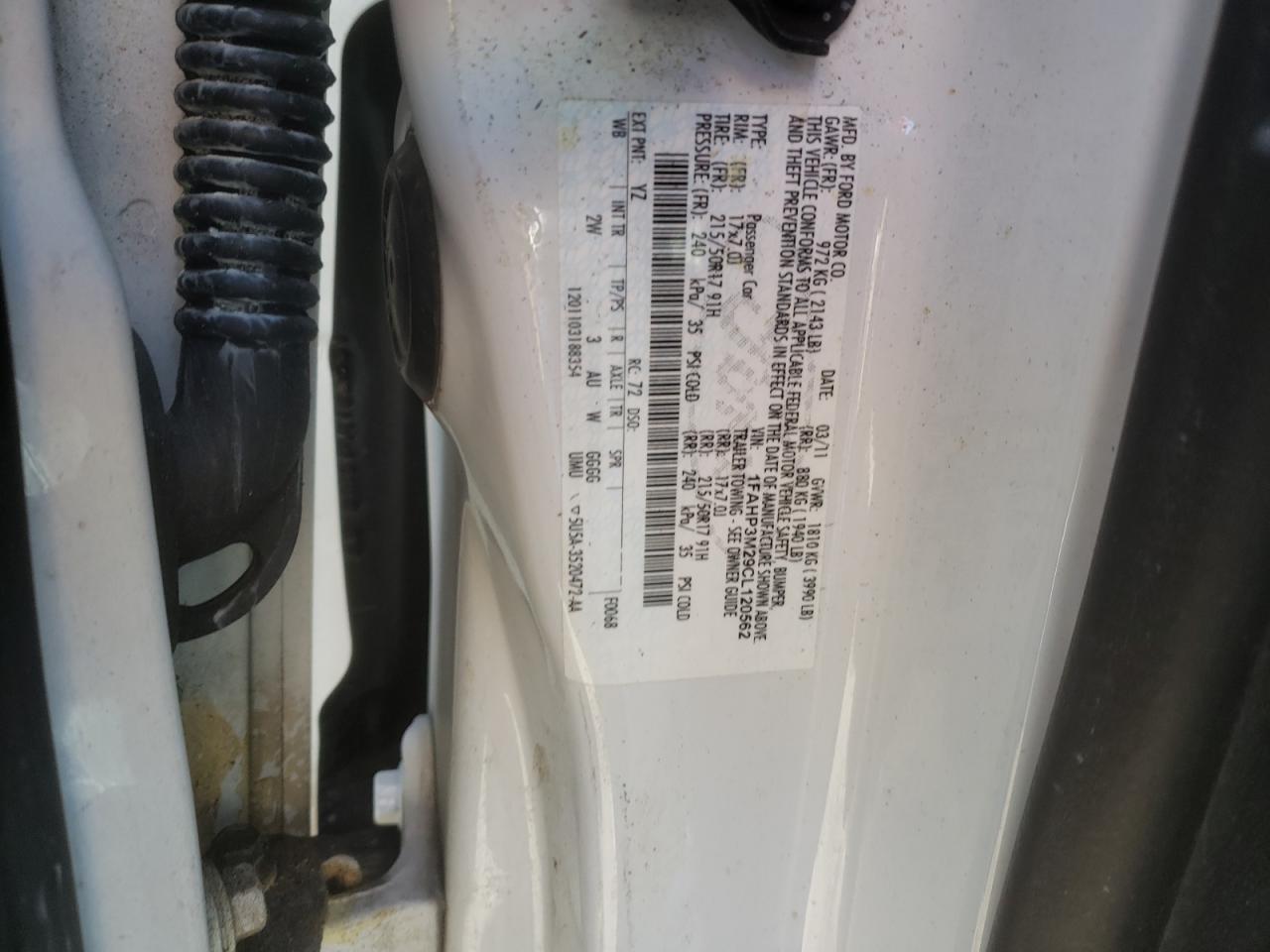 Photo 10 from auction – 2012 FORD FOCUS SEL with VIN 1FAHP3M29CL120562