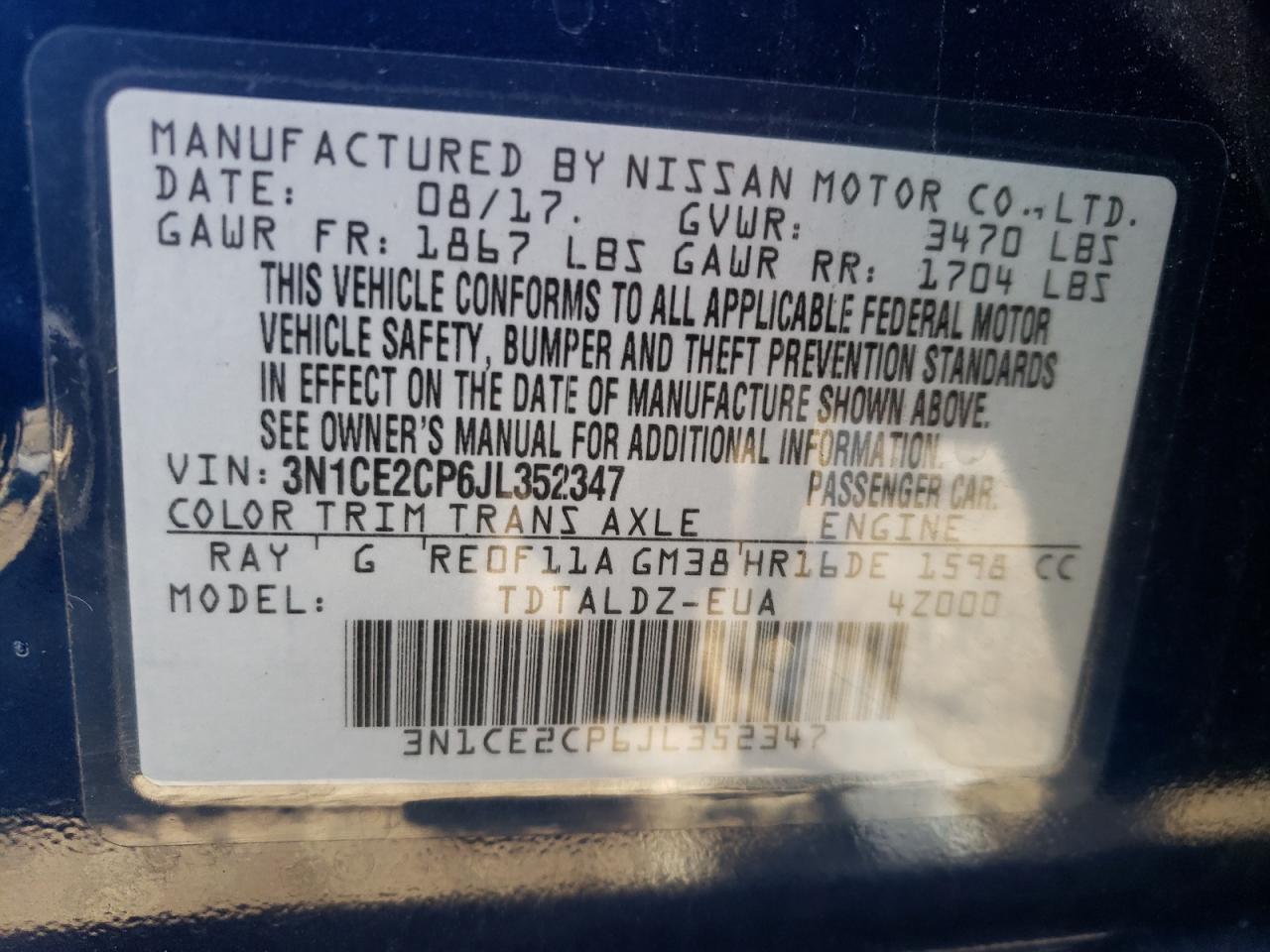 Photo 10 from auction – 2018 NISSAN VERSA NOTE with VIN 3N1CE2CP6JL352347