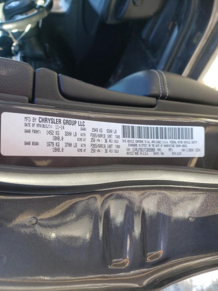Photo 10 from auction – 2015 JEEP GRAND CHER with VIN 1C4RJFBG1FC692889