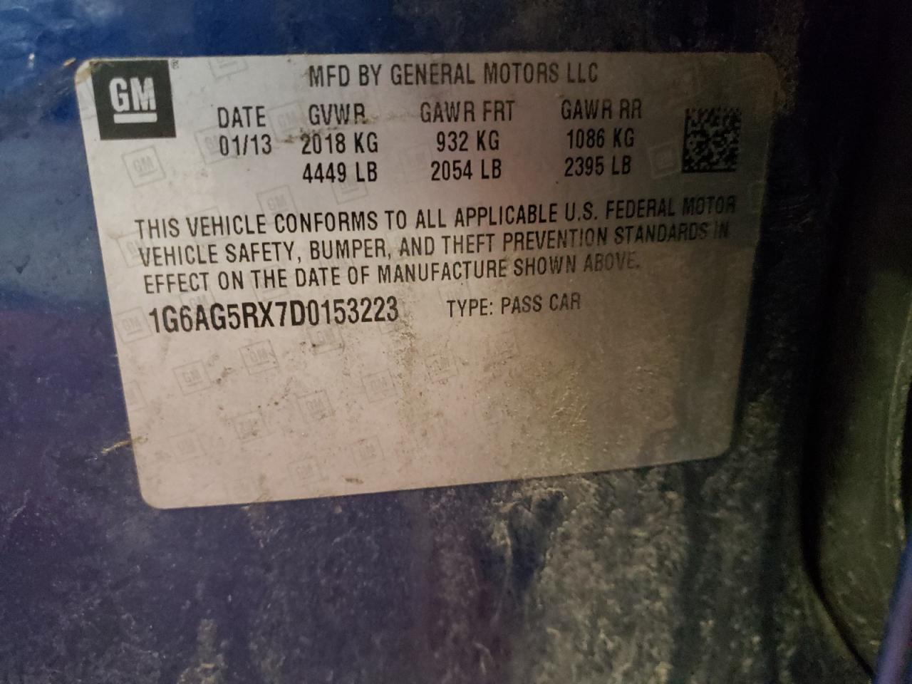 Photo 10 from auction – 2013 CADILLAC ATS with VIN 1G6AG5RX7D0153223