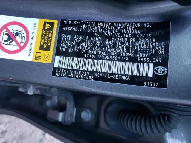 Photo 10 from auction – 2016 TOYOTA CAMRY with VIN 4T4BF1FK9GR561078