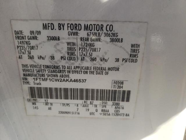 Photo 10 from auction – 2010 FORD F150 with VIN 1FTMF1CW2AKA46537