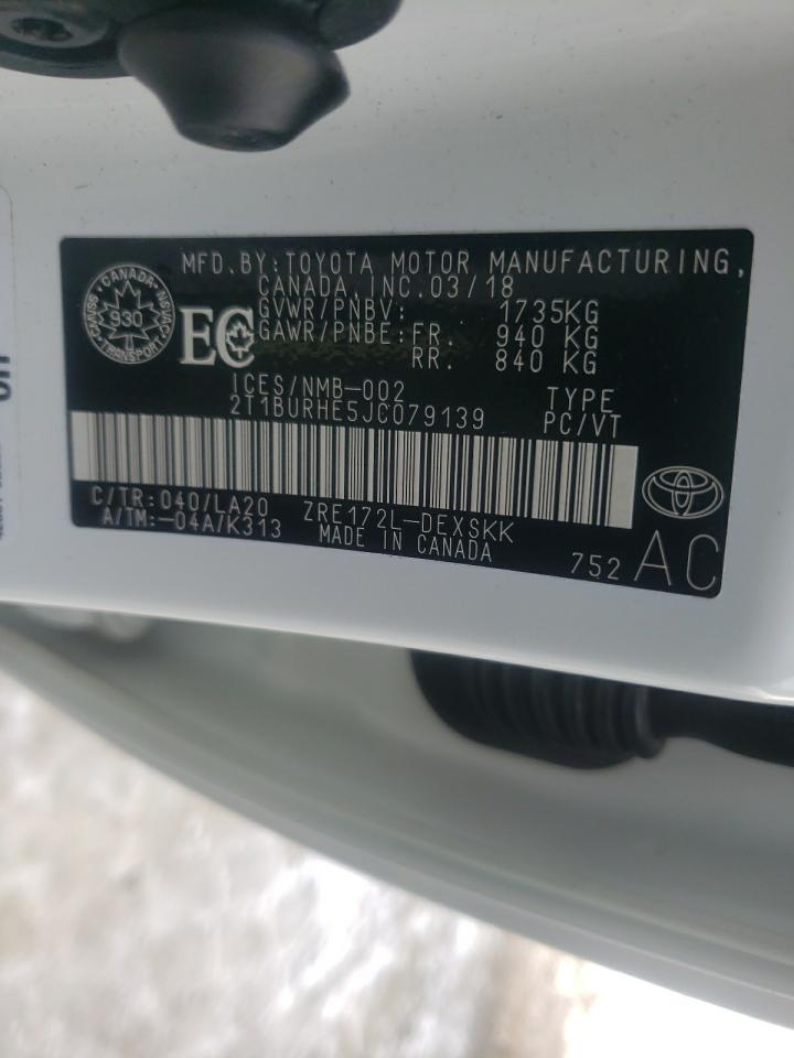 Photo 10 from auction – 2018 TOYOTA COROLLA L with VIN 2T1BURHE5JC079139