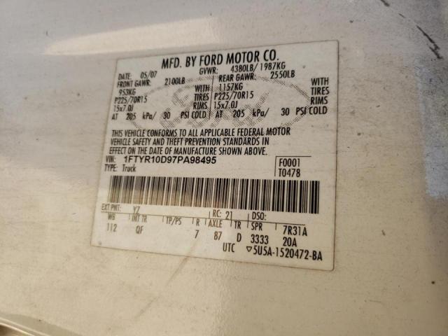 Photo 10 from auction – 2007 FORD RANGER with VIN 1FTYR10D97PA98495