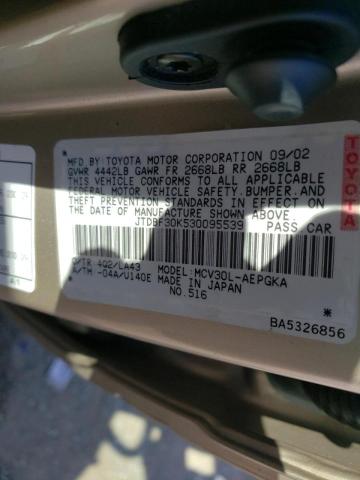 Photo 10 from auction – 2003 TOYOTA CAMRY LE with VIN JTDBF30K530095539