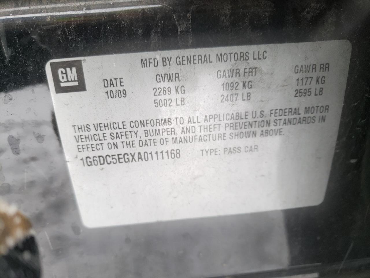 Photo 10 from auction – 2010 CADILLAC CTS with VIN 1G6DC5EGXA0111168
