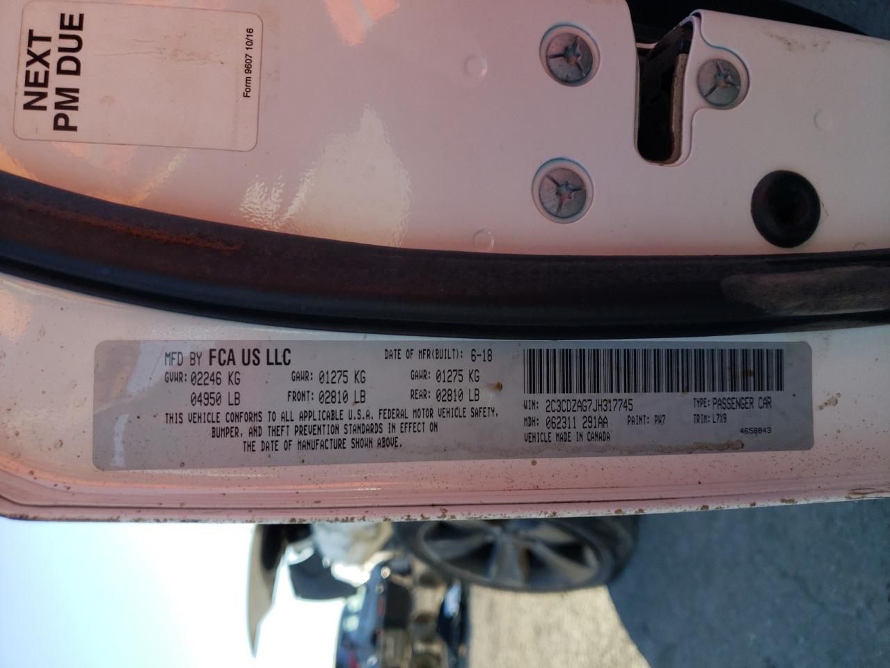 Photo 10 from auction – 2018 DODGE CHALLENGER with VIN 2C3CDZAG7JH317745