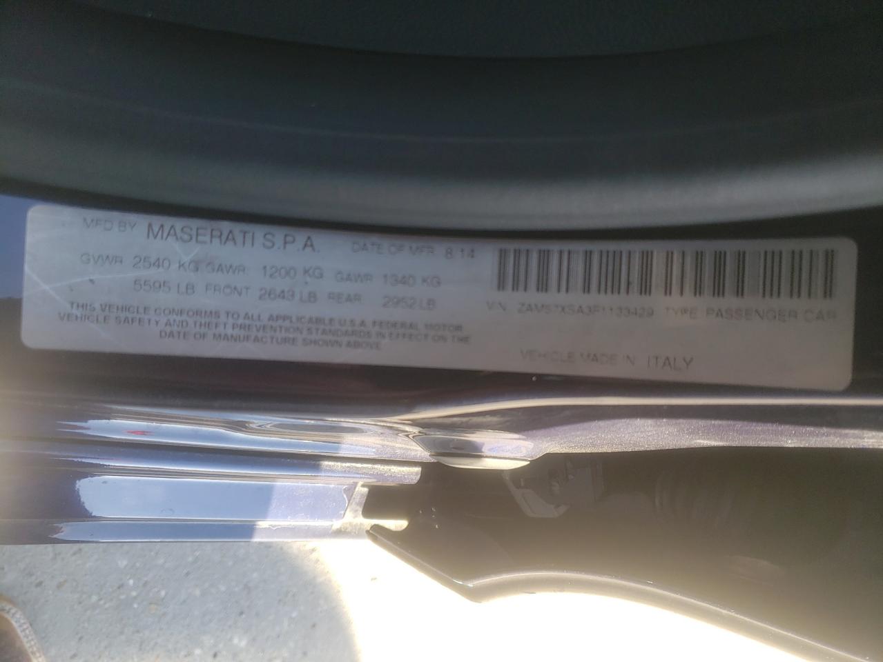 Photo 10 from auction – 2015 MASERATI GHIBLI with VIN ZAM57XSA3F1133429