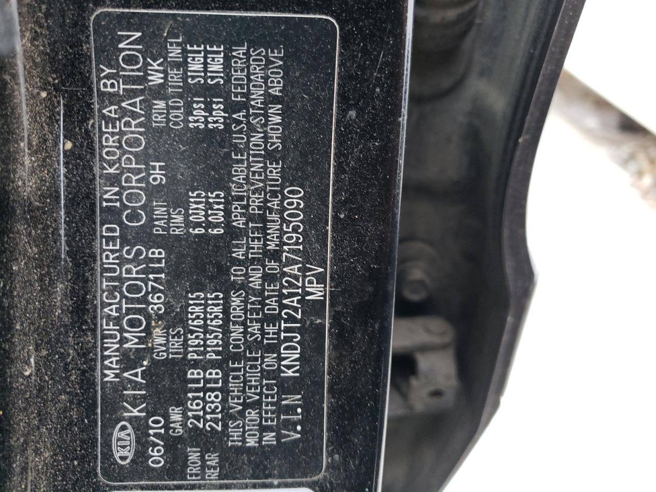 Photo 10 from auction – 2010 KIA SOUL with VIN KNDJT2A12A7195090