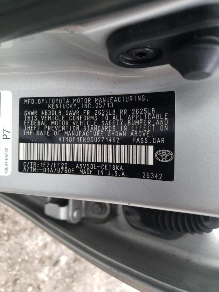 Photo 10 from auction – 2013 TOYOTA CAMRY L with VIN 4T1BF1FK9DU271462