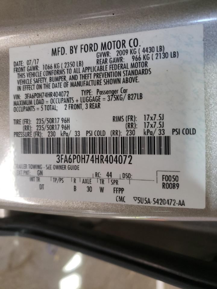 Photo 10 from auction – 2017 FORD FUSION SE with VIN 3FA6P0H74HR404072