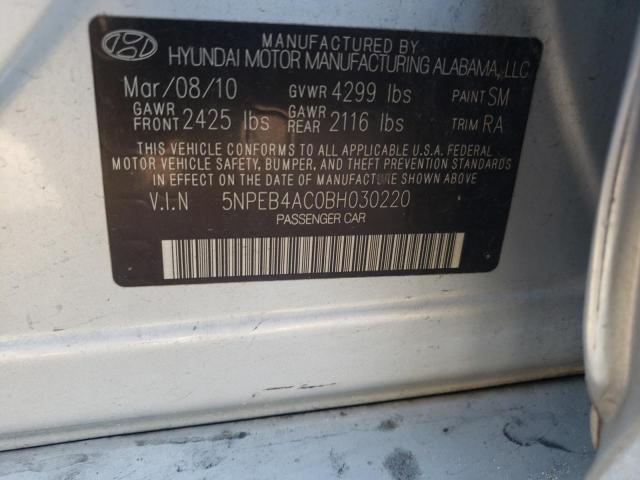 Photo 10 from auction – 2011 HYUNDAI SONATA GLS with VIN 5NPEB4AC0BH030220