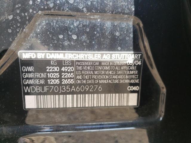 Photo 10 from auction – 2005 MERCEDES-BENZ E 500 with VIN WDBUF70J35A609276