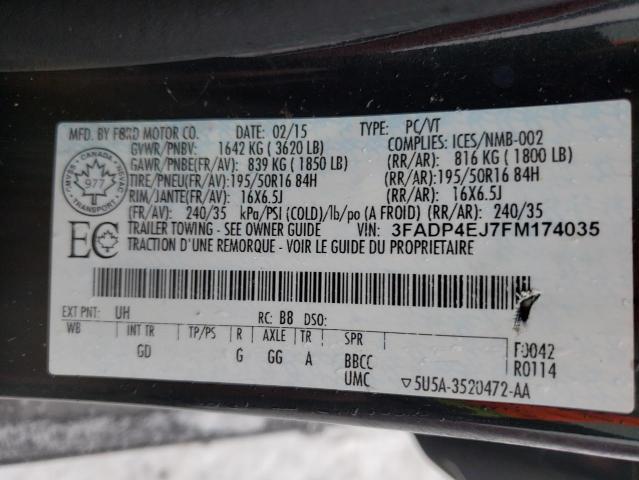 Photo 10 from auction – 2015 FORD FIESTA SE with VIN 3FADP4EJ7FM174035